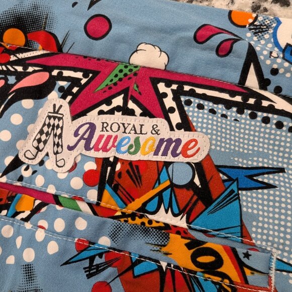 ROYAL & AWESOME Golf Shorts 44 Men's Partoon Fore Birdie Hook Par Graphic Comic - Picture 7 of 10